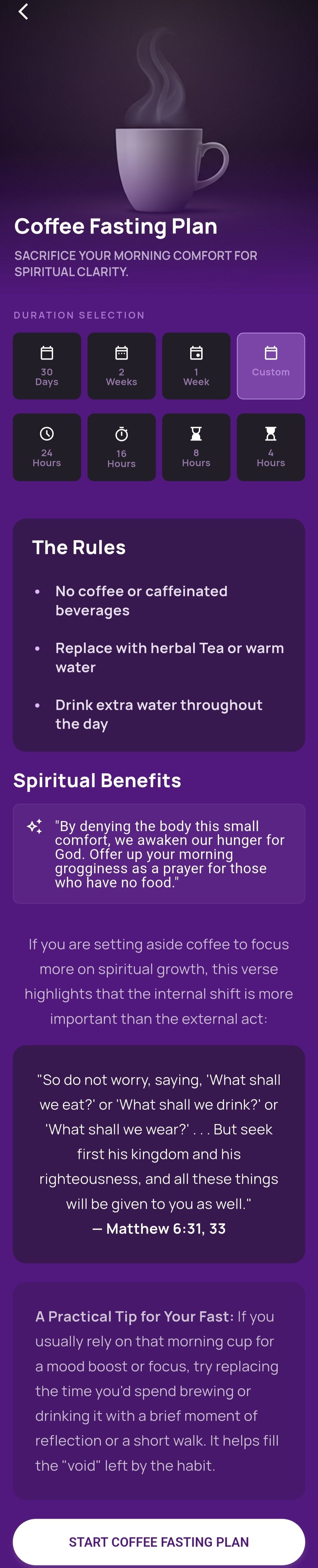 Coffee Fasting Plan