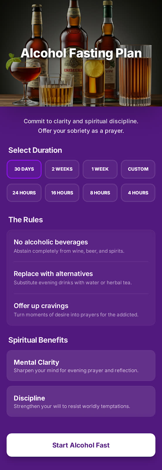 Alcohol fasting plan