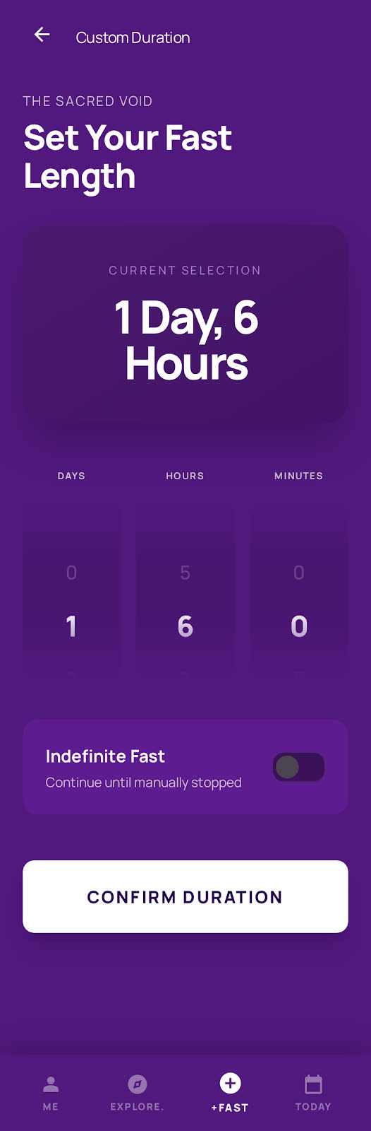Custom duration selector